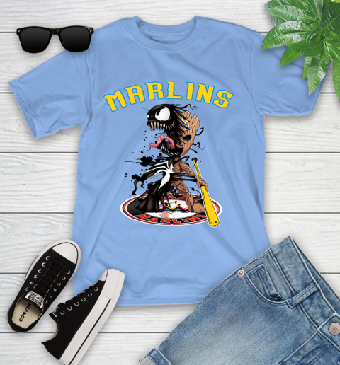 MLB Miami Marlins Baseball Venom Groot Guardians Of The Galaxy Youth T-Shirt 11