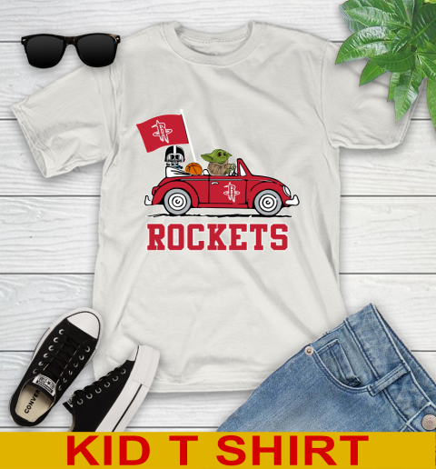 NBA Basketball Houston Rockets Darth Vader Baby Yoda Driving Star Wars Shirt Youth T-Shirt 12