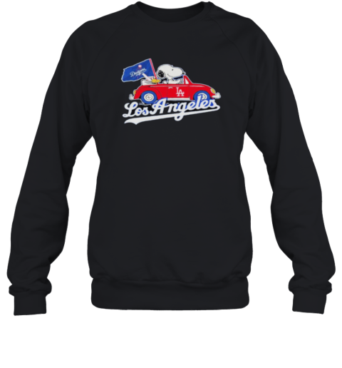 Los Angeles Dodgers Snoppy and Woodstock riding car Sweatshirt