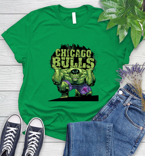 Chicago Bulls NBA Basketball Incredible Hulk Marvel Avengers Sports Women's T-Shirt 6