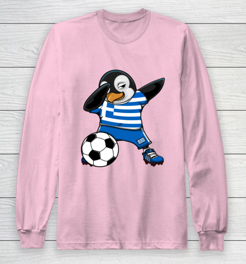 Dabbing Penguin Greece Soccer Fans Jersey Football Lovers Long Sleeve T-Shirt 6