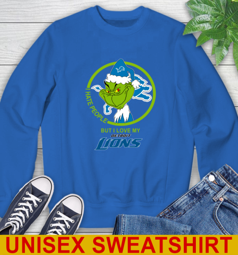 Detroit Lions NFL Christmas Grinch I Hate People But I Love My Favorite Football Team Sweatshirt 9