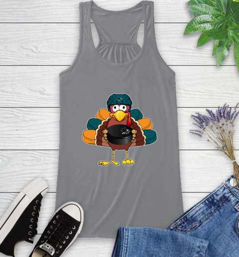 San Jose Sharks Turkey Thanksgiving Day Racerback Tank 5