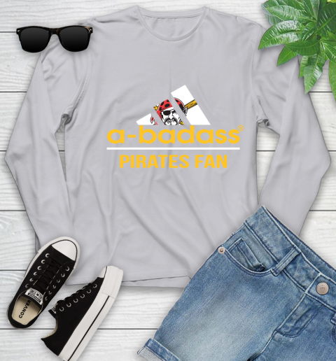 MLB A Badass Pittsburgh Pirates Fan Adidas Baseball Sports Youth Long Sleeve 5