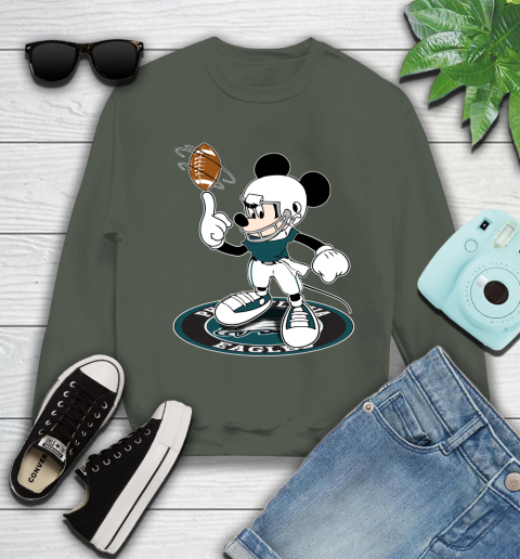 NFL Football Philadelphia Eagles Cheerful Mickey Disney Shirt Youth Sweatshirt 9
