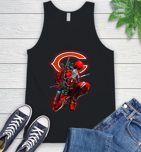 NFL Deadpool Marvel Comics Sports Football Chicago Bears Tank Top 2