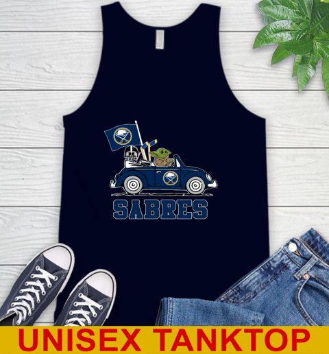 NHL Hockey Buffalo Sabres Darth Vader Baby Yoda Driving Star Wars Shirt Tank Top 3