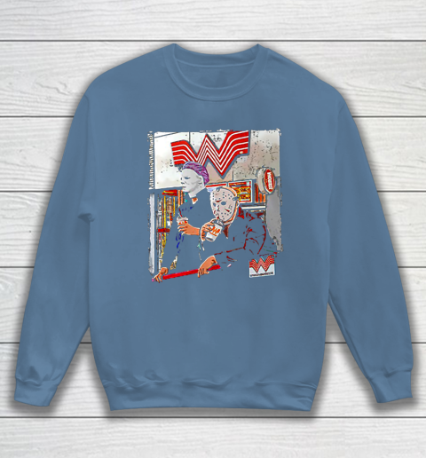Michael Myers and Jason Voorhees drinking Whataburger Sweatshirt 6