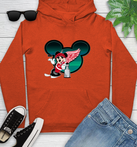 NHL Detroit Red Wings Stanley Cup Mickey Mouse Disney Hockey T Shirt Youth Hoodie 5