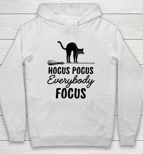 Hocus Pocus Everybody Focus Funny Cat Halloween Teacher Hoodie