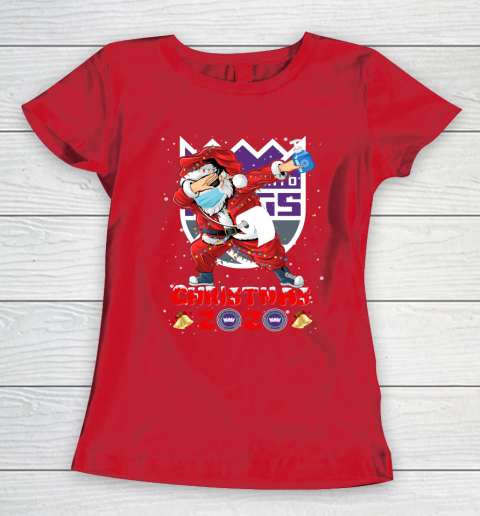 Sacramento Kings Funny Santa Claus Dabbing Christmas 2020 NBA Women's T-Shirt 9
