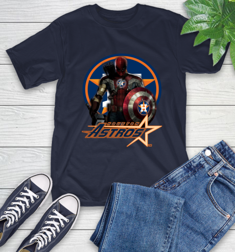 MLB Captain America Thor Spider Man Hawkeye Avengers Endgame Baseball Houston Astros T-Shirt 4