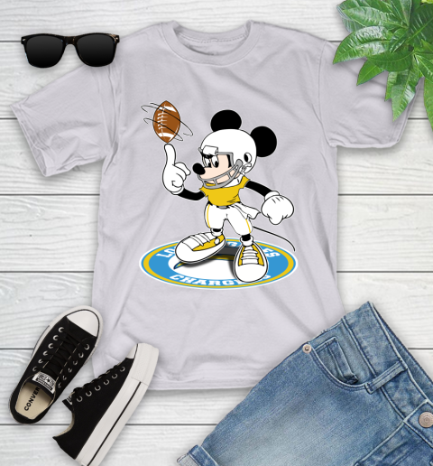 NFL Football Los Angeles Chargers Cheerful Mickey Disney Shirt Youth T-Shirt 4