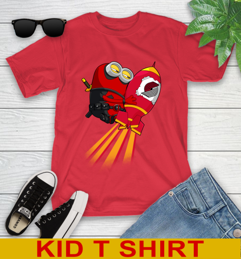 NBA Basketball Portland Trail Blazers Deadpool Minion Marvel Shirt Youth T-Shirt 12 NBA Basketball Portland Trail Blazers Deadpool Minion Marvel Shirt Youth T-Shirt - Image 12