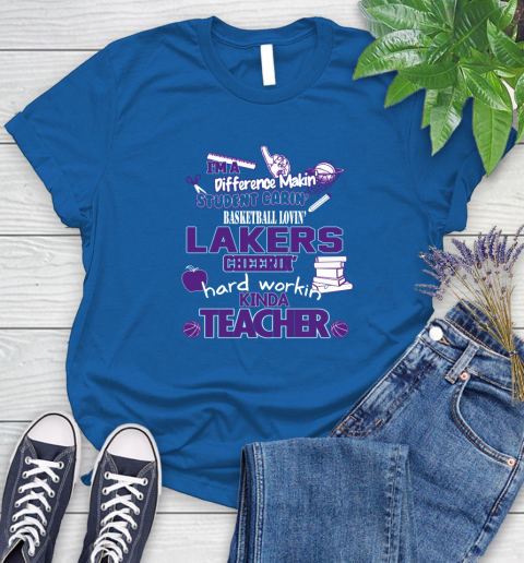 Los Angeles Lakers NBA I'm A Difference Making Student Caring Basketball Loving Kinda Teacher Women's T-Shirt 12