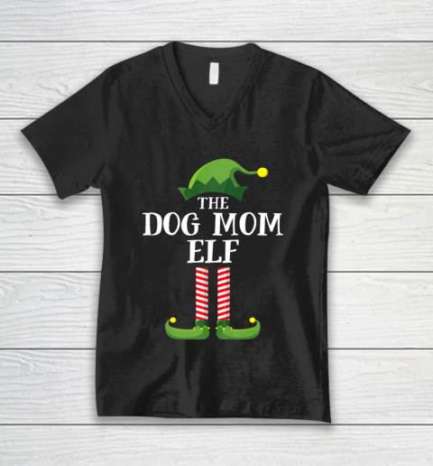 Dog Mom Elf Matching Family Group Christmas Party Pajama V-Neck T-Shirt