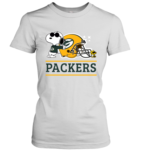 The Green Bay Packers Joe Cool And Woodstock Snoopy Mashup Women's T-Shirt