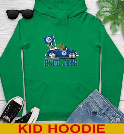 MLB Baseball Toronto Blue Jays Darth Vader Baby Yoda Driving Star Wars Shirt Youth Hoodie 8