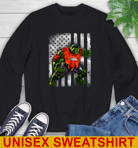 Denver Broncos Hulk Marvel Avengers NFL Football American Flag Sweatshirt