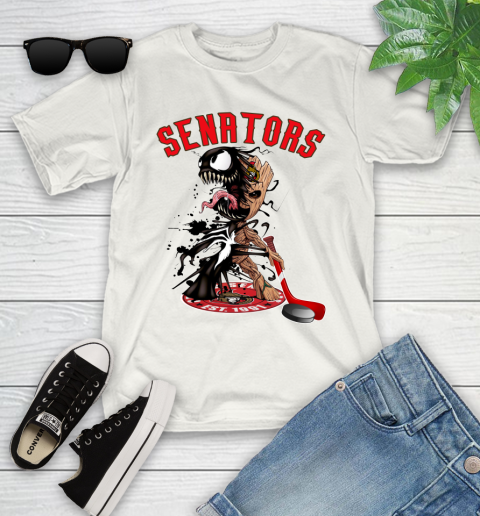 NHL Ottawa Senators Hockey Venom Groot Guardians Of The Galaxy Youth T-Shirt