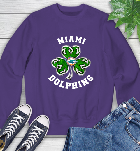 NFL Miami Dolphins Three Leaf Clover St Patrick's Day Football Sports Sweatshirt 4