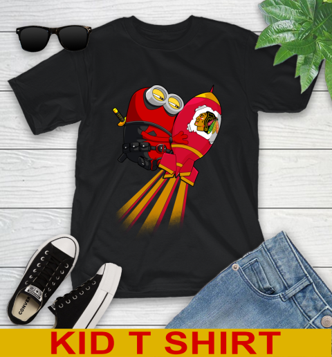 NHL Hockey Chicago Blackhawks Deadpool Minion Marvel Shirt Youth T-Shirt