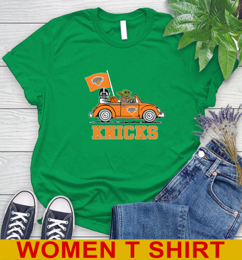 NBA Basketball New York Knicks Darth Vader Baby Yoda Driving Star Wars Shirt Women's T-Shirt 6