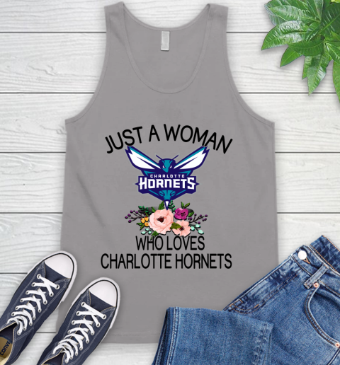NBA Just A Woman Who Loves Charlotte Hornets Basketball Sports Tank Top 2