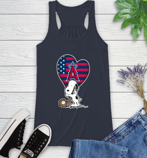 Los Angeles Angels MLB Baseball The Peanuts Movie Adorable Snoopy Racerback Tank 12