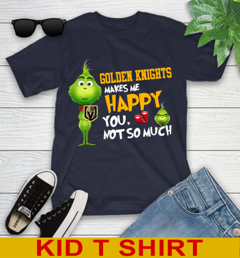 NHL Vegas Golden Knights Makes Me Happy You Not So Much Grinch Hockey Sports Youth T-Shirt 2