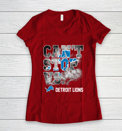 NFL Detroit Lions Can't Stop Vs Women's V-Neck T-Shirt 8