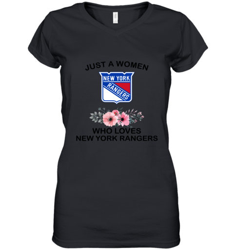 NHL Just A Woman Who Loves New York Rangers Hockey Sports Women's V-Neck T-Shirt