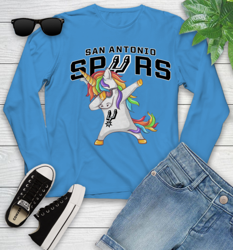 San Antonio Spurs NBA Basketball Funny Unicorn Dabbing Sports Youth Long Sleeve 7