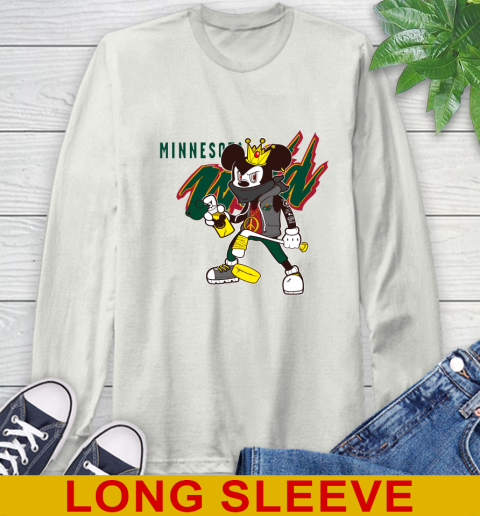Minnesota Wild NHL Hockey Mickey Peace Sign Sports Long Sleeve T-Shirt 12
