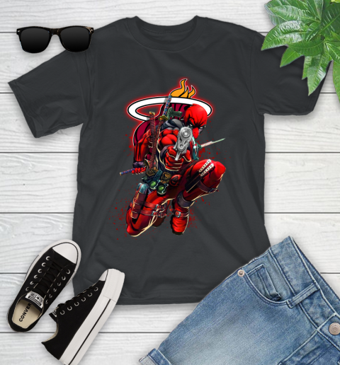 NBA Deadpool Marvel Comics Sports Basketball Miami Heat Youth T-Shirt 2