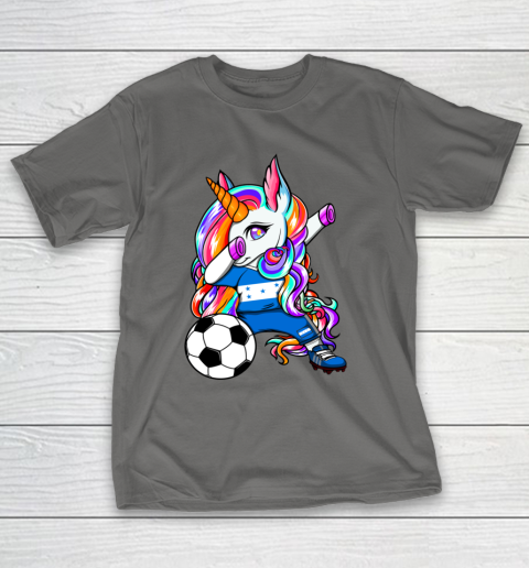 Dabbing Unicorn Honduras Soccer Fans Jersey Flag Football T-Shirt 9