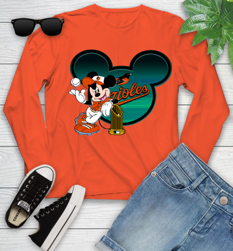 MLB Baltimore Orioles The Commissioner's Trophy Mickey Mouse Disney Youth Long Sleeve 4