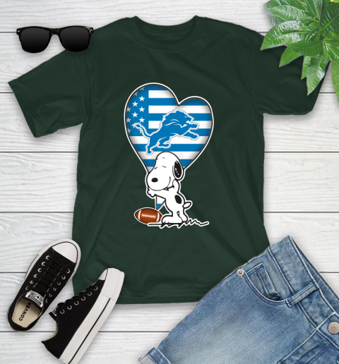 Detroit Lions NFL Football The Peanuts Movie Adorable Snoopy Youth T-Shirt 5