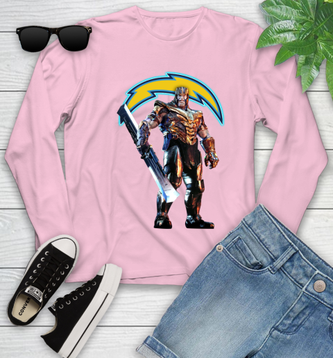 NFL Thanos Gauntlet Avengers Endgame Football San Diego Chargers Youth Long Sleeve 10