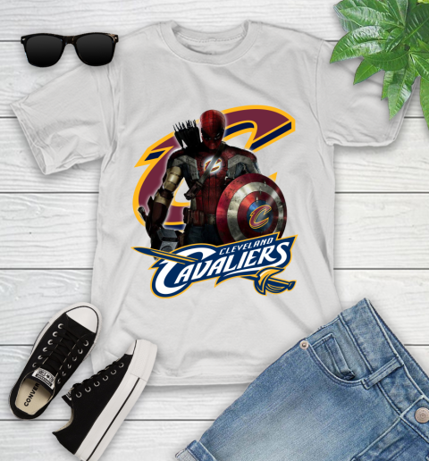 Cleveland Cavaliers NBA Basketball Captain America Thor Spider Man Hawkeye Avengers Youth T-Shirt