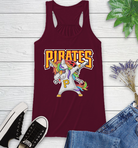 Pittsburgh Pirates MLB Baseball Funny Unicorn Dabbing Sports Racerback Tank 3