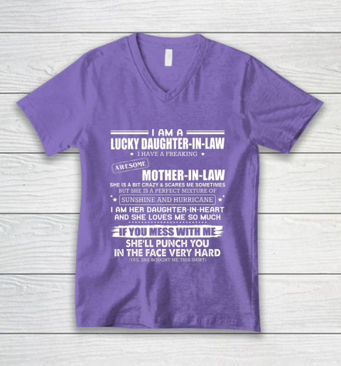Lucky Daughter In Law Have A Freaking Awesome Mother In Law V-Neck T-Shirt 8