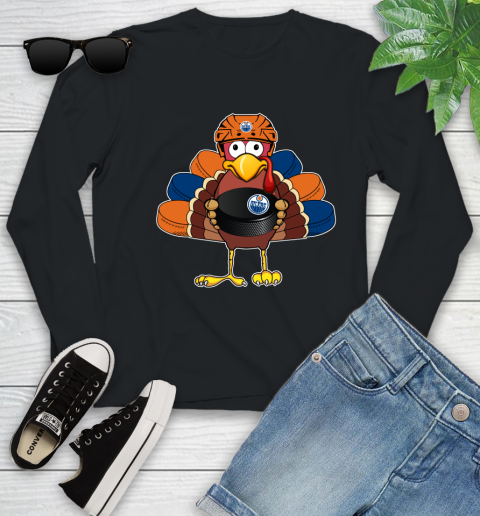 Edmonton Oilers Turkey Thanksgiving Day Youth Long Sleeve 2
