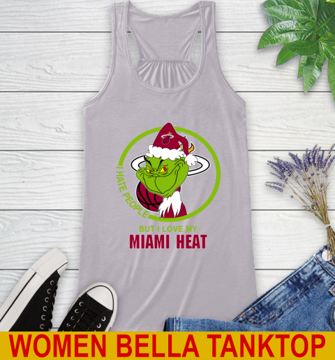 Miami Heat NBA Christmas Grinch I Hate People But I Love My Favorite Basketball Team Racerback Tank 5