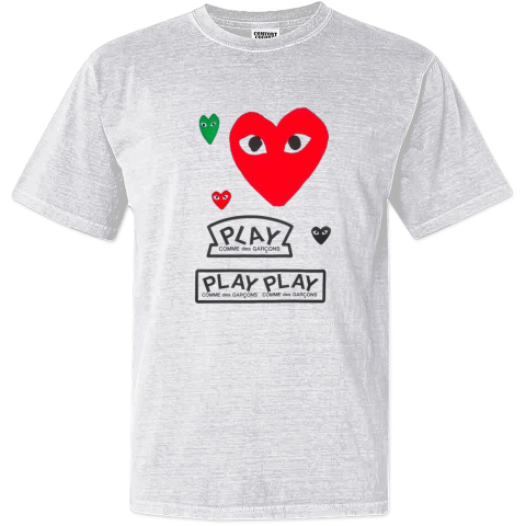 CDG PLAY LOGO WITH RED HEART Dyed Heavyweight T-Shirt