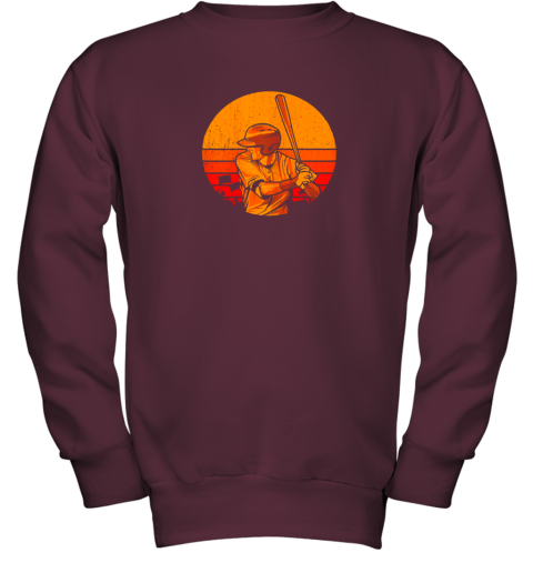 yznz vintage baseball shirt retro catcher pitcher batter boys youth sweatshirt 47 front maroon