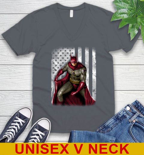Atlanta Falcons NFL Football Batman DC American Flag Shirt V-Neck T-Shirt 4