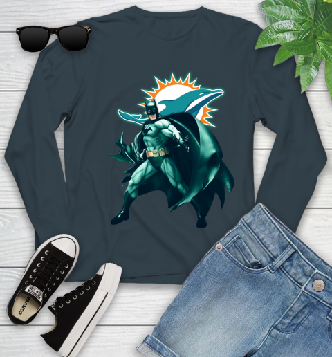 NFL Batman Football Sports Miami Dolphins Youth Long Sleeve 8