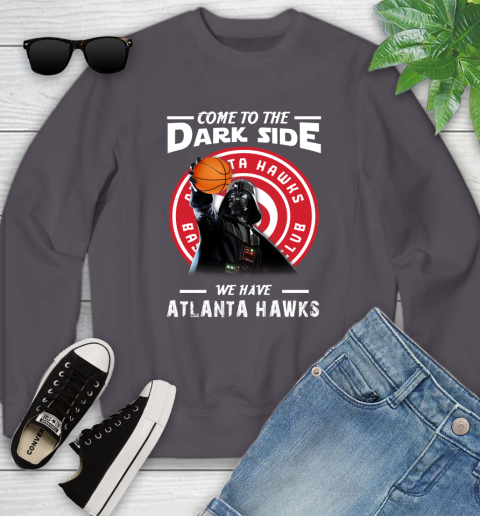 NBA Come To The Dark Side We Have Atlanta Hawks Star Wars Darth Vader Basketball Youth Sweatshirt 5
