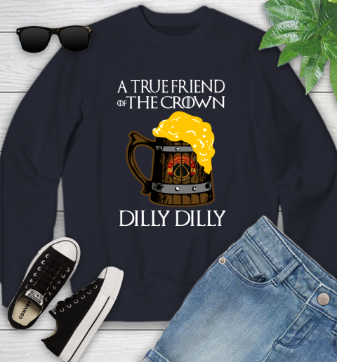 NBA Washington Wizards A True Friend Of The Crown Game Of Thrones Beer Dilly Dilly Basketball Youth Sweatshirt 2
